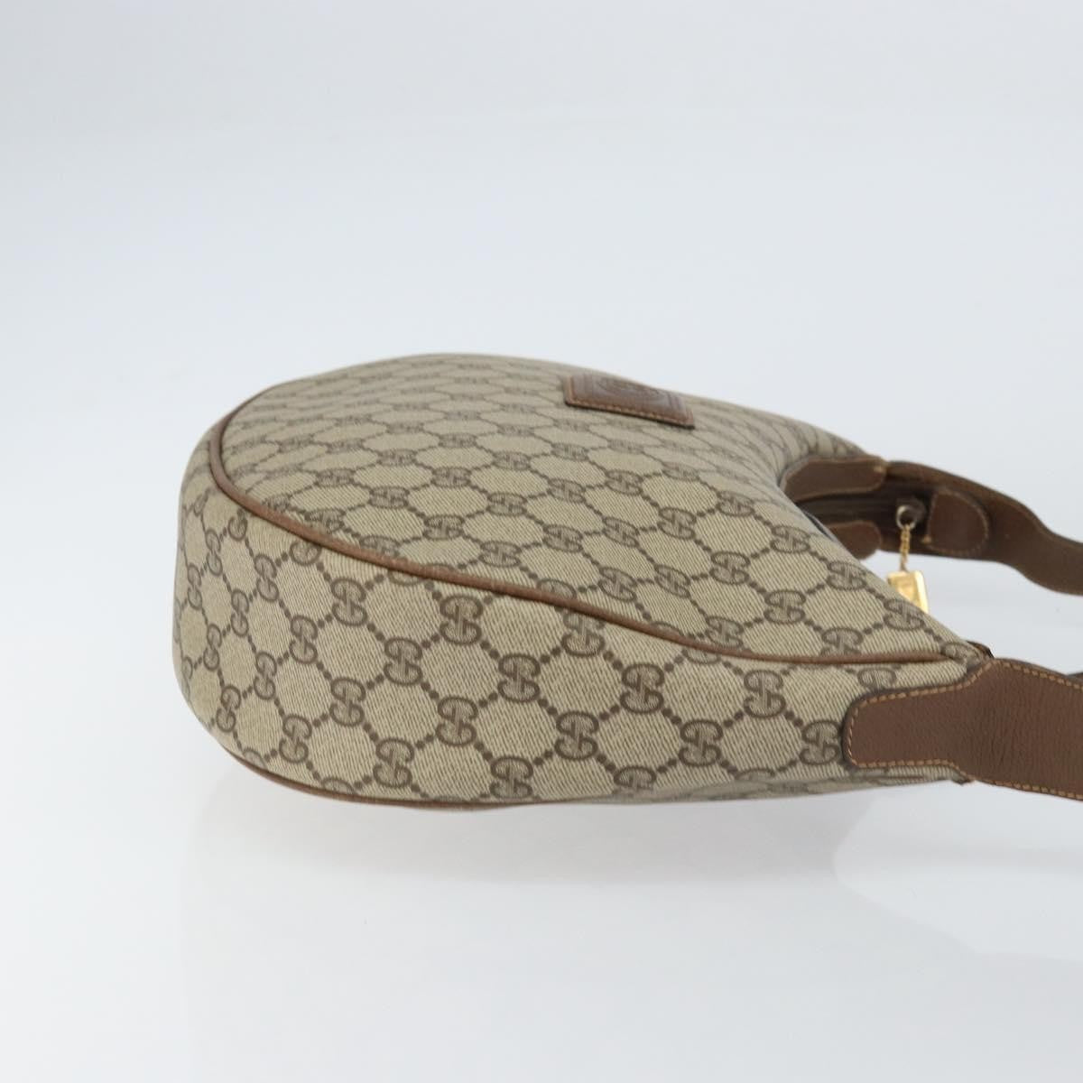 Gucci GUCCI GG Supreme Shoulder Bag PVC Beige Gold Authentic ep12173