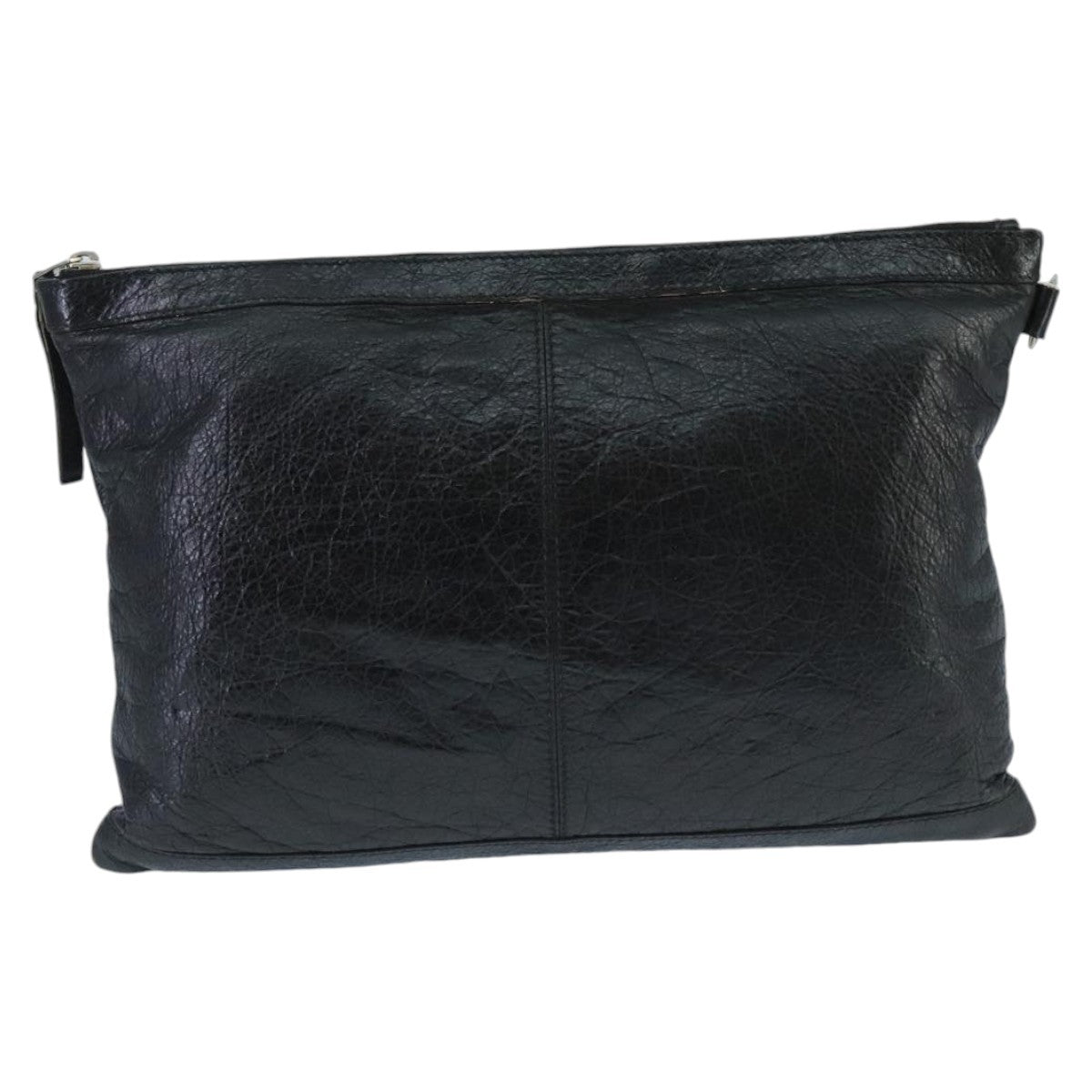 Balenciaga BALENCIAGA Clutch Bag Leather Black Silver 273023 Authentic bs19499