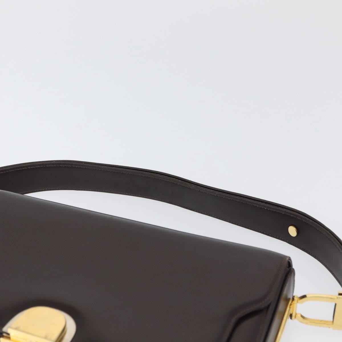 Gucci GUCCI Shoulder Bag Leather Brown Gold Authentic ep13909