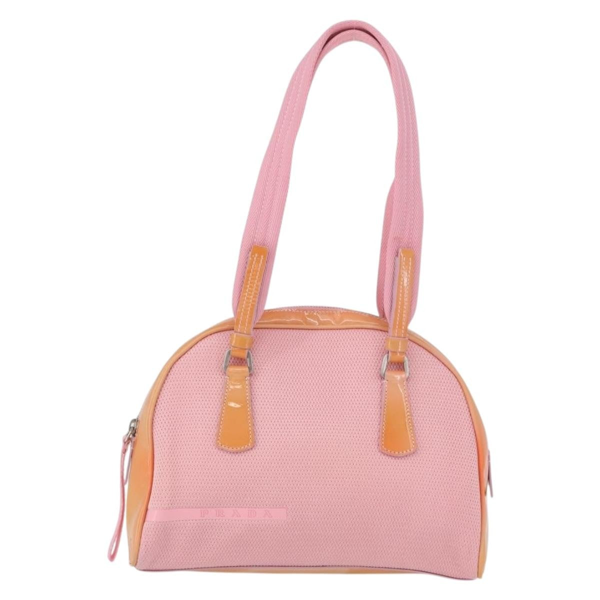 Prada PRADA Hand Bag Canvas Pink Silver Authentic 172212
