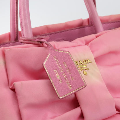 Prada PRADA Hand Bag Nylon Pink Gold Authentic 146881