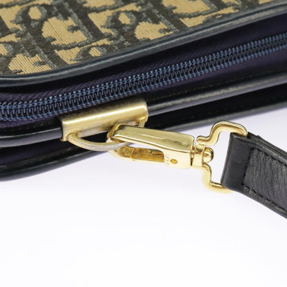 Dior Christian Dior Trotter Canvas Shoulder Bag Navy Gold Authentic 98475