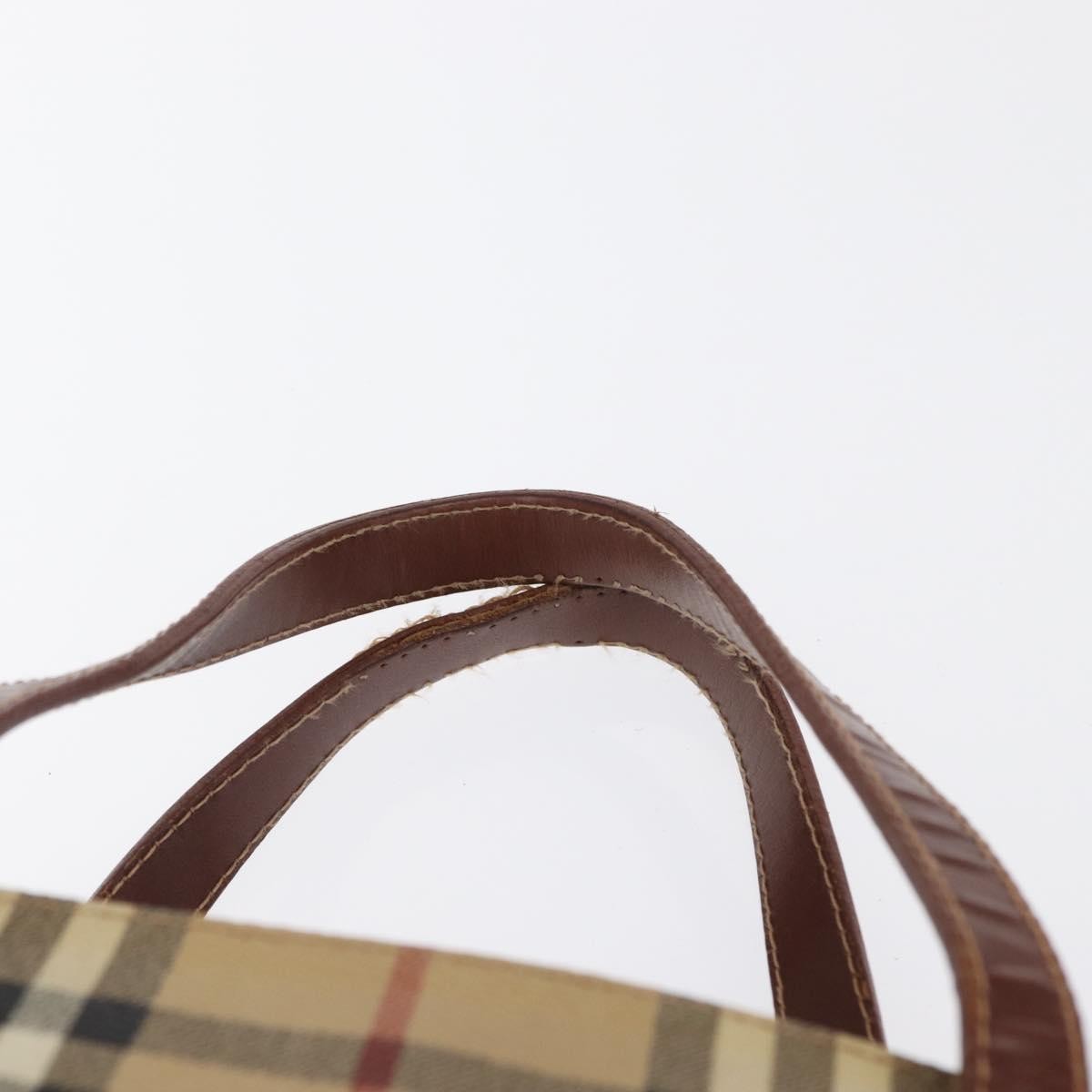 Burberry BURBERRY Nova Check Hand Bag PVC Beige Gold Authentic BA9597