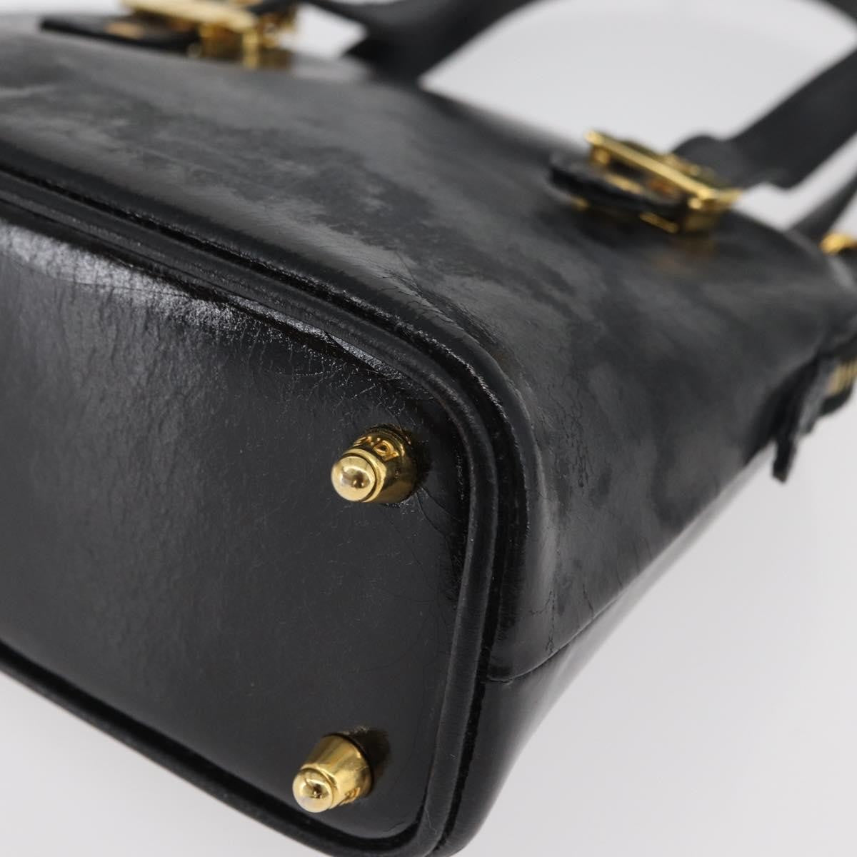 Fendi FENDI Hand Bag Patent leather 2way Black Gold Authentic ti3390