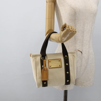 Louis Vuitton LOUIS VUITTON Antigua Cabas PM Hand Bag Black Beige M40039 LV Authentic BA11190
