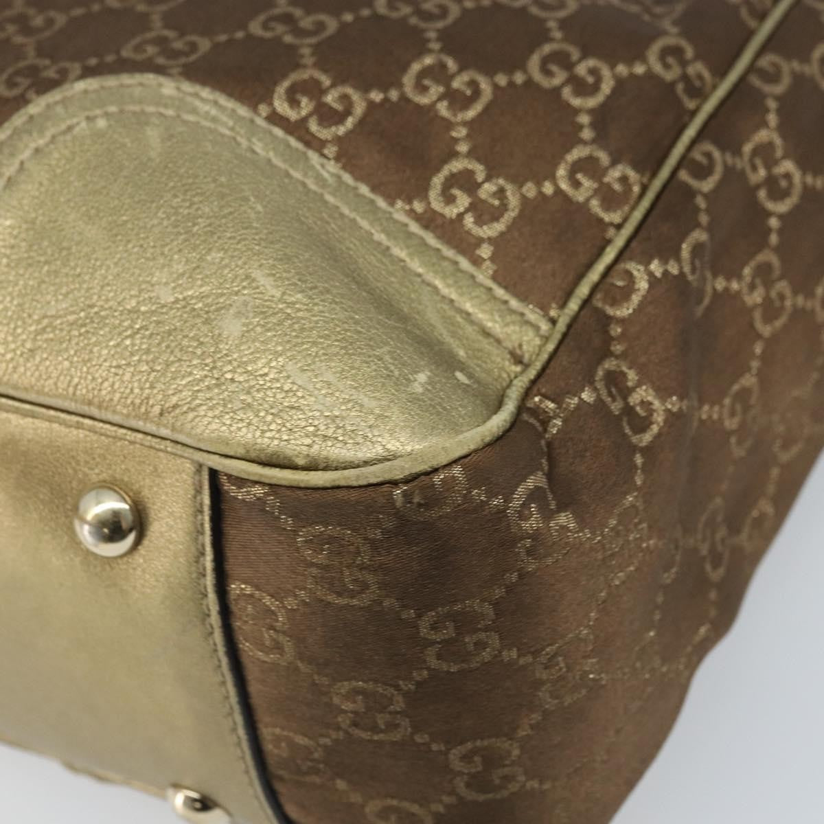 Gucci GUCCI GG Canvas Tote Bag Brown Gold 163805 Authentic LNZ740