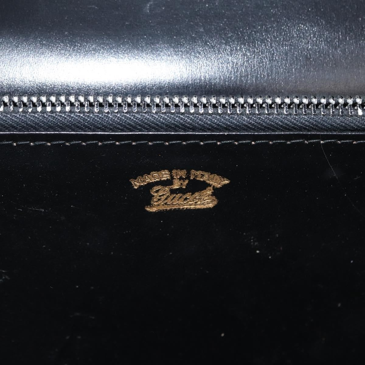 Gucci GUCCI Hand Bag Leather Gold Black Authentic 162764