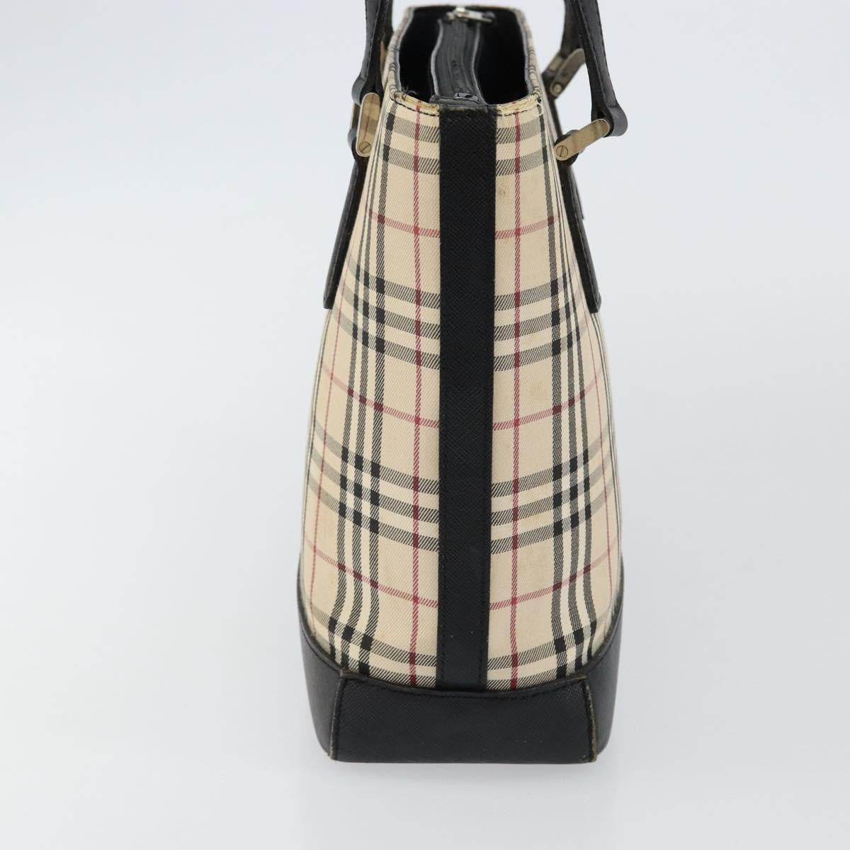 Burberry BURBERRY Nova Check Tote Bag Canvas Beige Silver Authentic BA5979