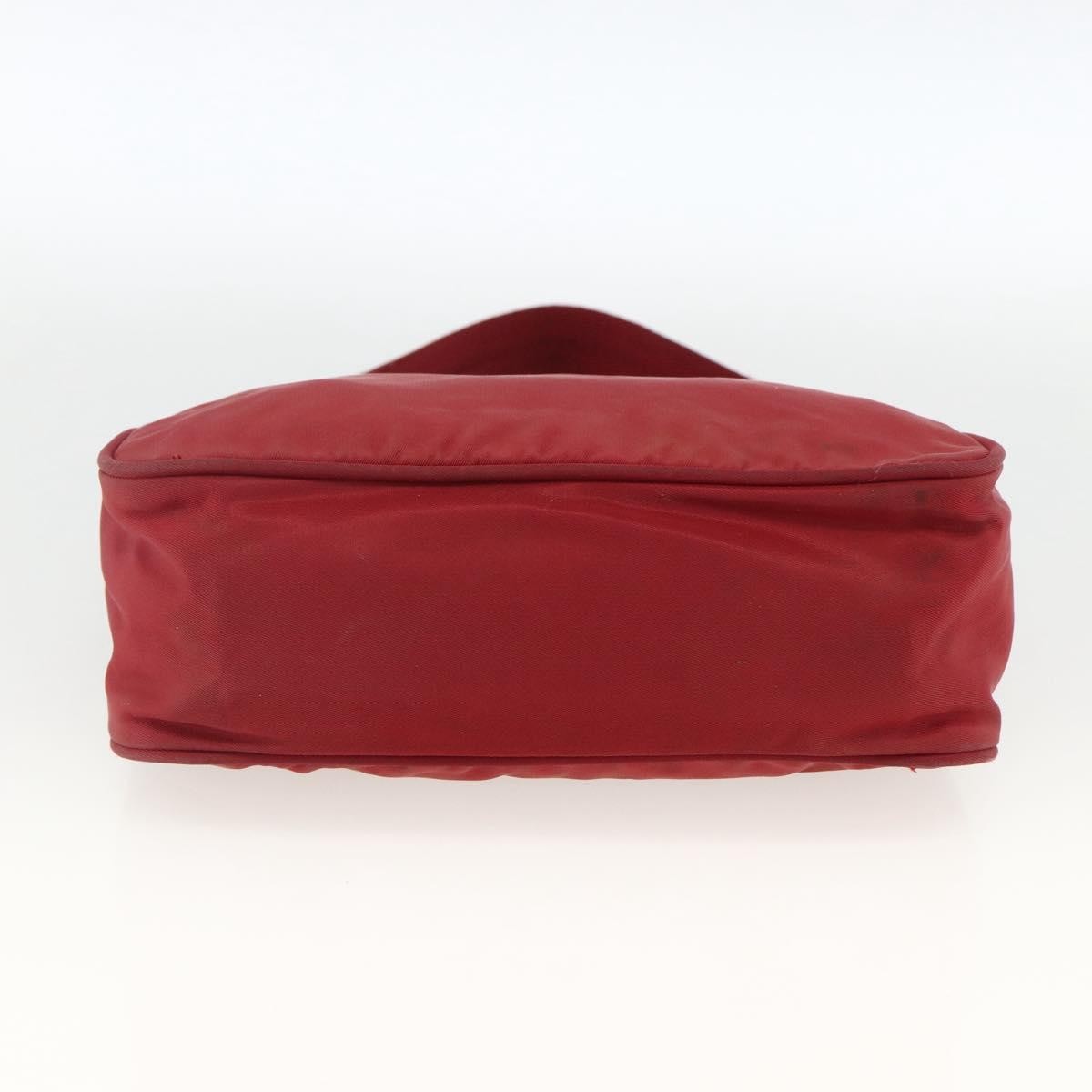 Prada PRADA Hand Bag Nylon Red Silver Authentic LNZ991