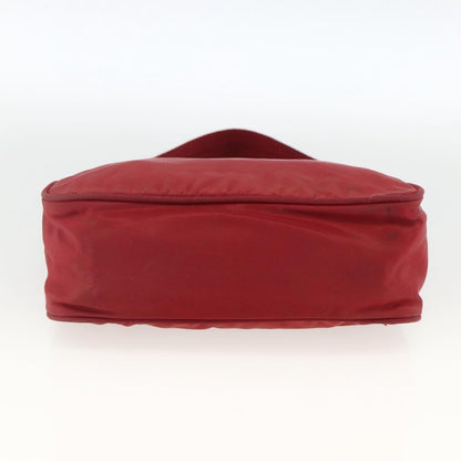 Prada PRADA Hand Bag Nylon Red Silver Authentic LNZ991