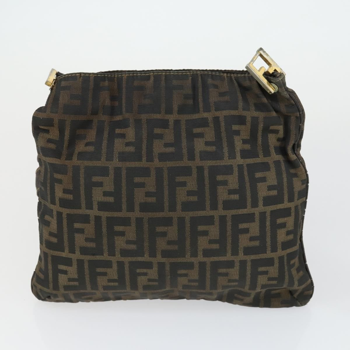Fendi FENDI Pecan Canvas Zucca Canvas Hand Bag Leather 3 Set Brown Black Authentic 165122