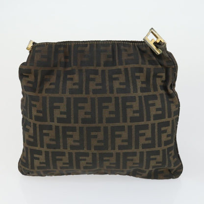 Fendi FENDI Pecan Canvas Zucca Canvas Hand Bag Leather 3 Set Brown Black Authentic 165122
