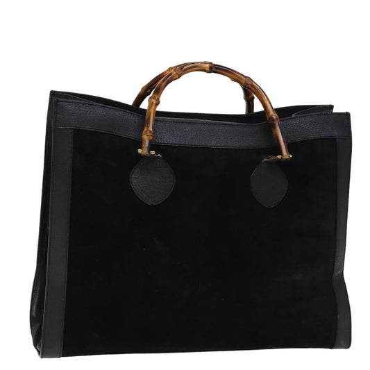 Gucci GUCCI Bamboo Tote Bag Suede Black 002 1186 0259 Authentic 75677