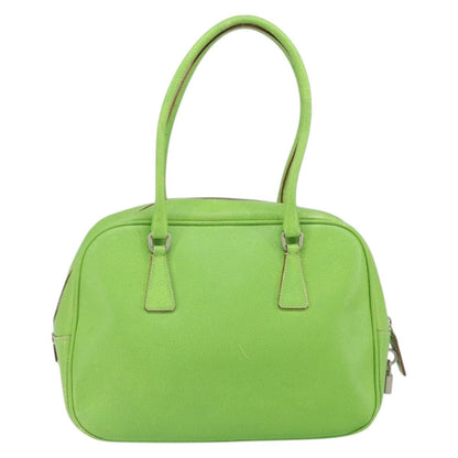 Prada PRADA Hand Bag Leather Silver Light green Authentic 172031