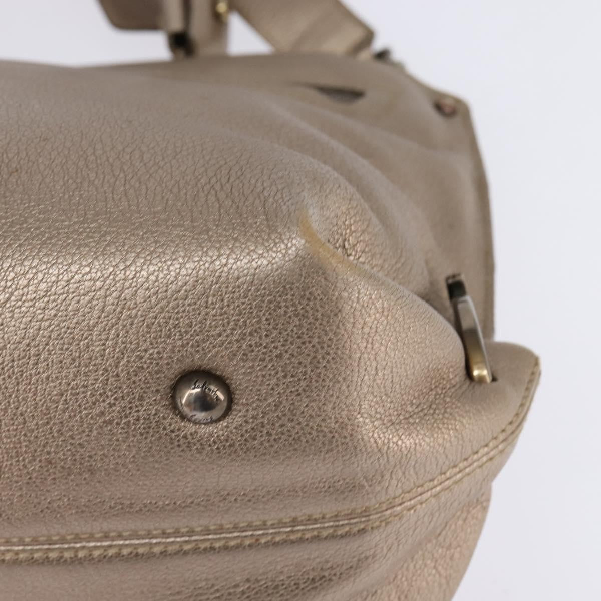 Salvatore Ferragamo Salvatore Ferragamo Gancini Hand Bag Leather 2way Beige Gold Authentic BA5964