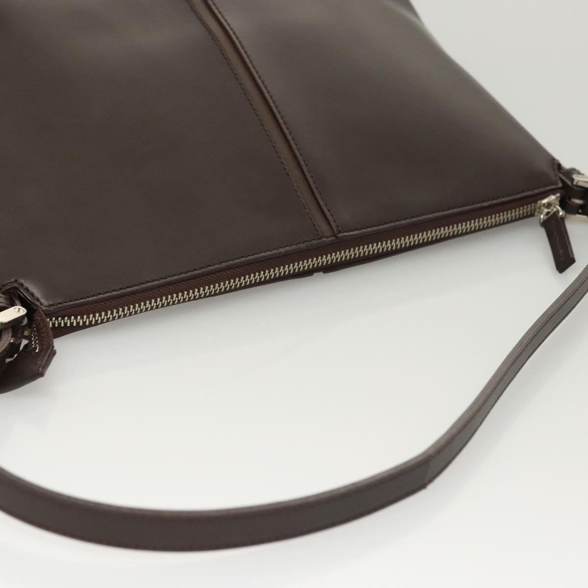 Burberry BURBERRY Shoulder Bag Leather Brown Silver Authentic BA2674