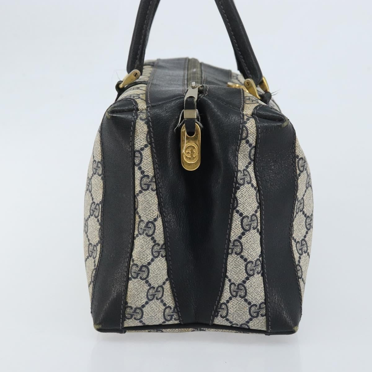 Gucci GUCCI GG Supreme Hand Bag PVC Navy Gold Authentic YKZ165