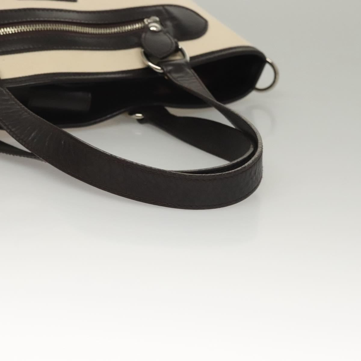 Burberry BURBERRY Tote Bag Canvas Leather White Silver Authentic bs28323