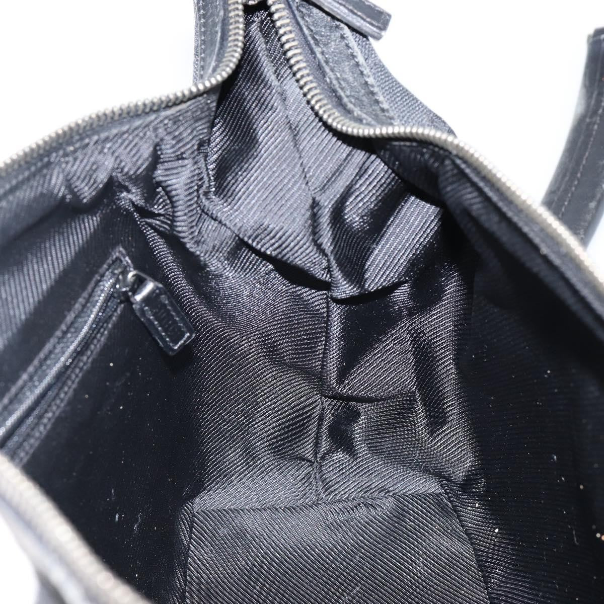 Gucci GUCCI GG Canvas Shoulder Bag Black Silver 001 4302 Authentic 144270