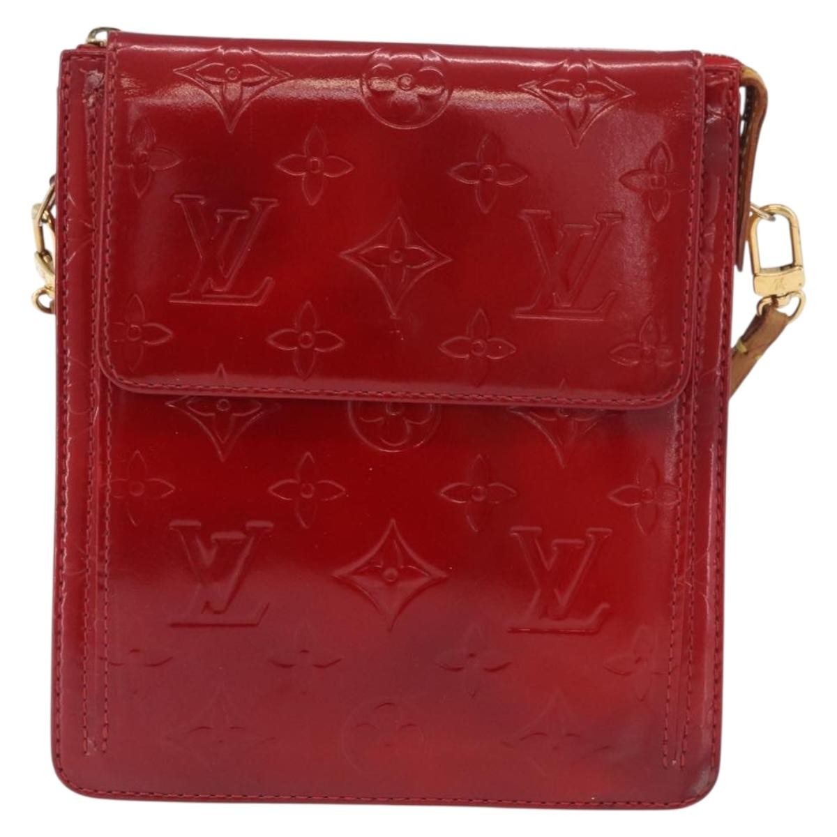Louis Vuitton LOUIS VUITTON Monogram Vernis Motto Accessory Pouch Red M91137 LV Authentic YKZ724 Bag
