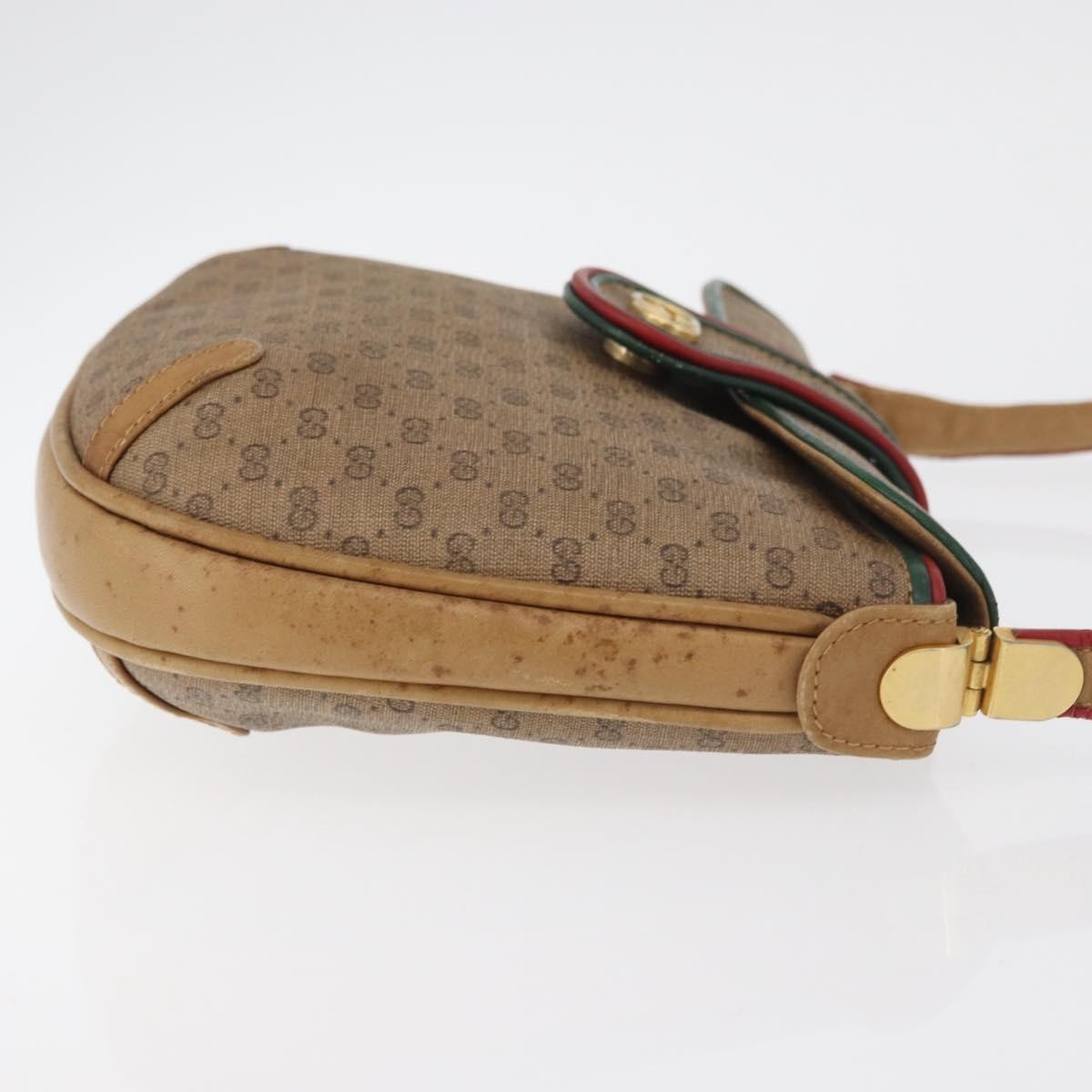Gucci GUCCI Micro GG Supreme Shoulder Bag PVC Beige Gold Authentic 176833