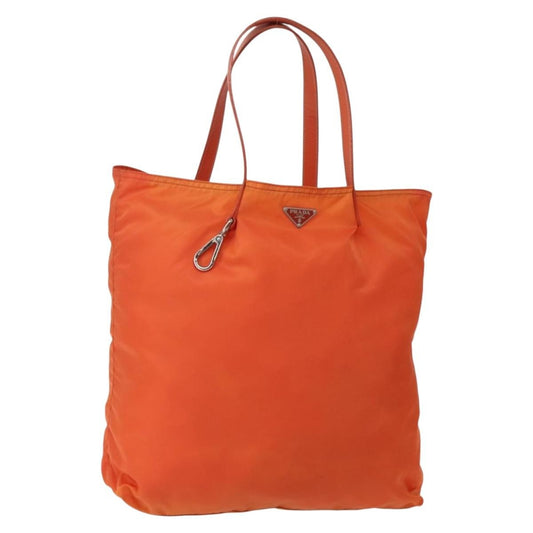Prada PRADA Tote Bag Nylon Orange Silver Authentic 142868