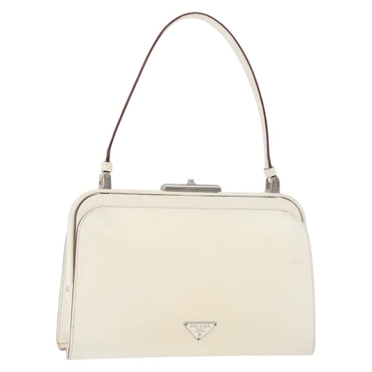 Prada PRADA Hand Bag Leather White Silver Authentic 178207