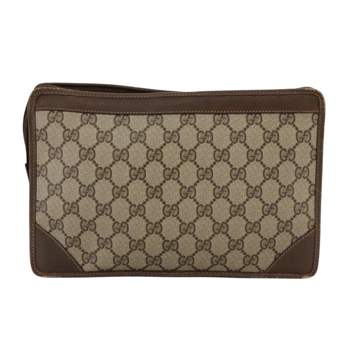 Gucci GUCCI GG Supreme Clutch Bag PVC Beige Authentic yk16830