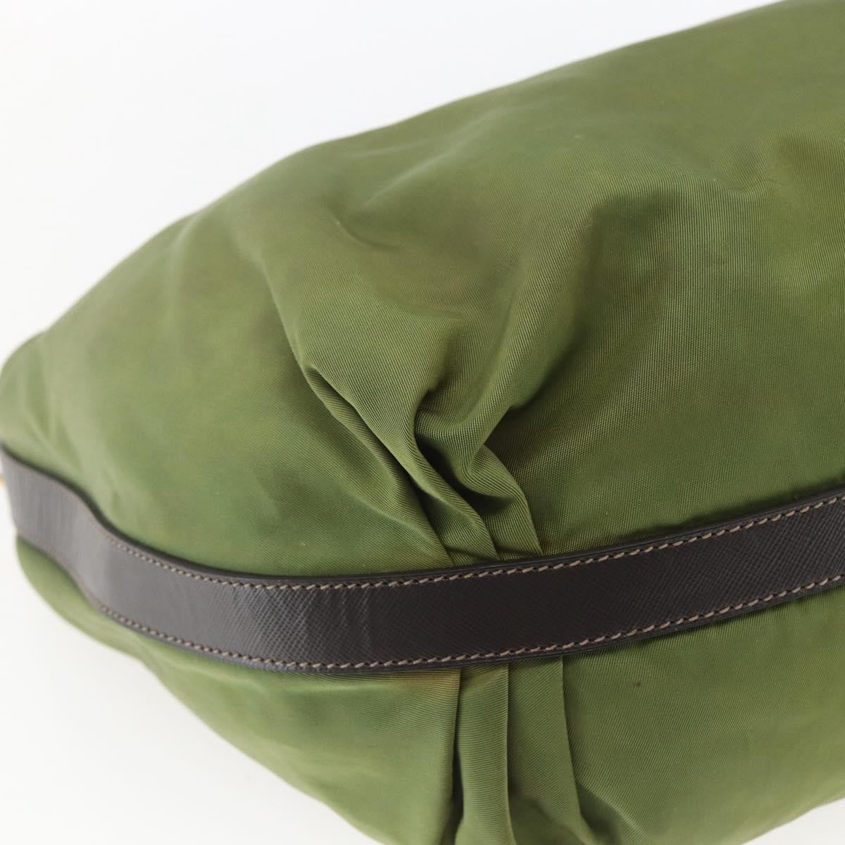 Prada PRADA Shoulder Bag Nylon Leather Khaki Gold Authentic 165173