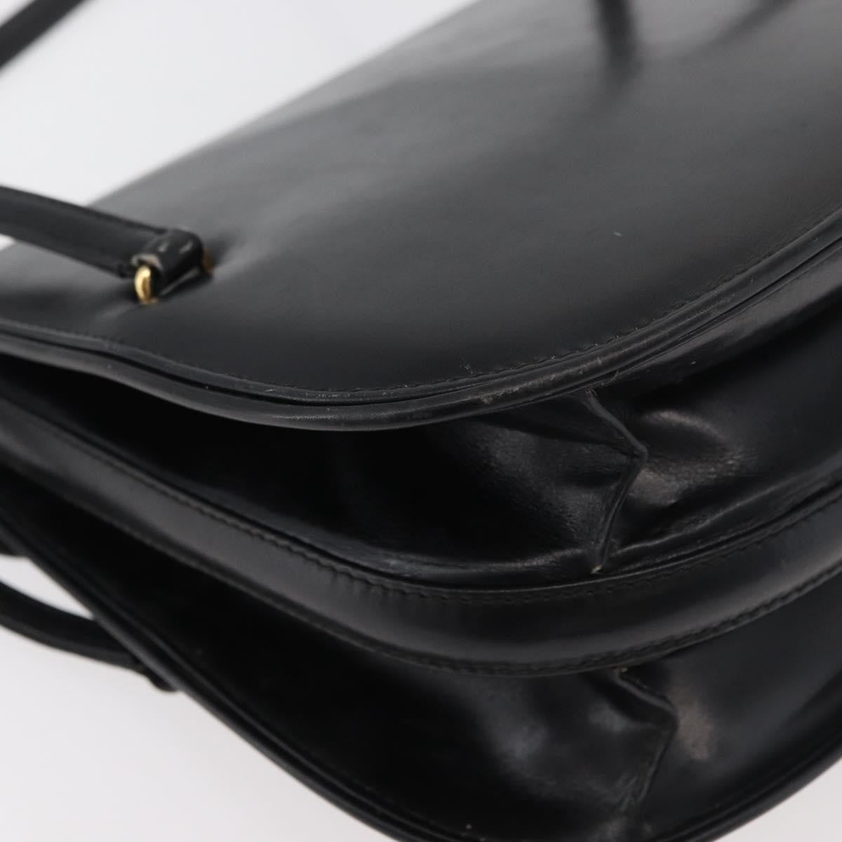 Gucci GUCCI Hand Bag Leather Black Gold Authentic ep14155