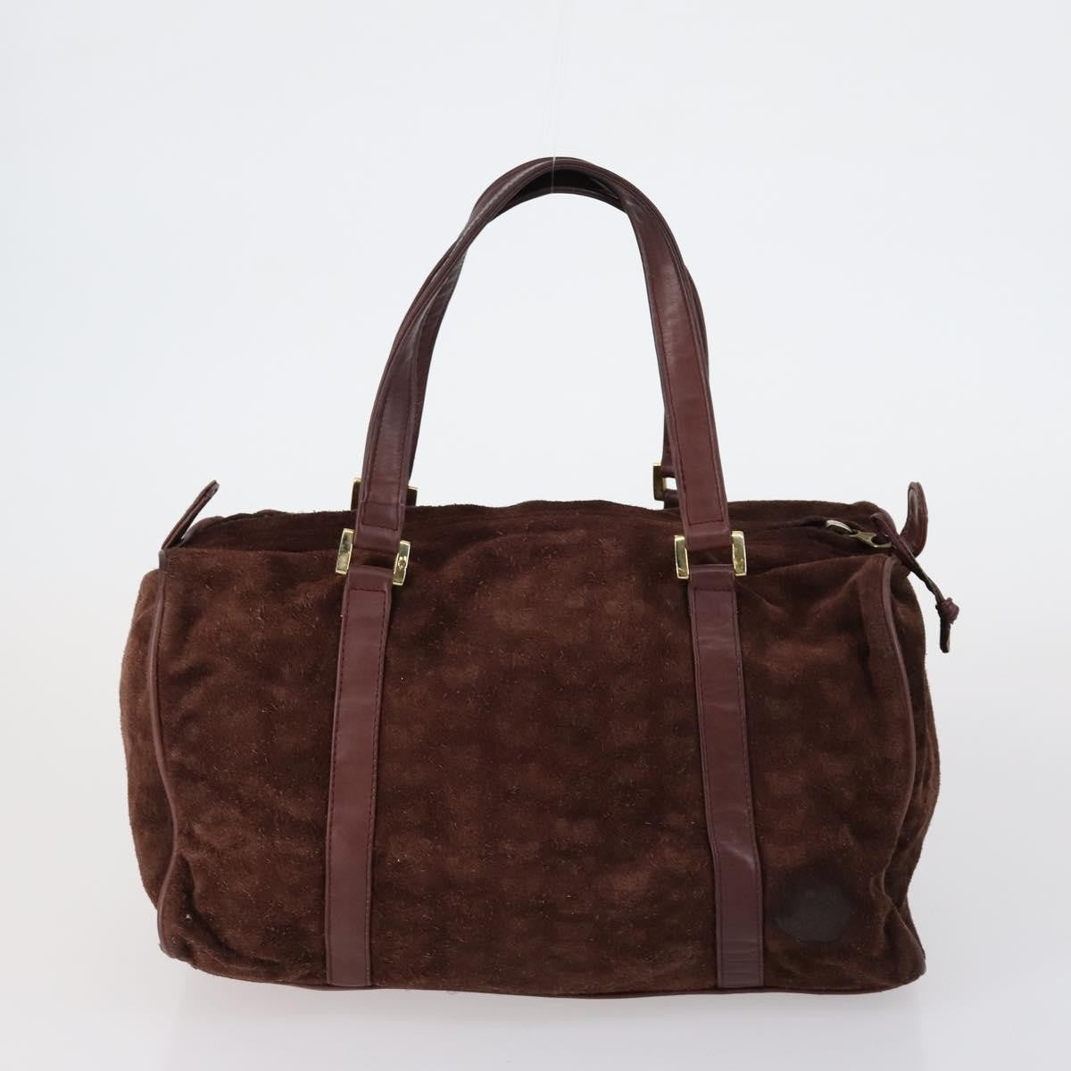 Dior Christian Dior BOTTEGA VENETA Hand Bag Suede PVC 2 Set Brown Gold Authentic bs30859