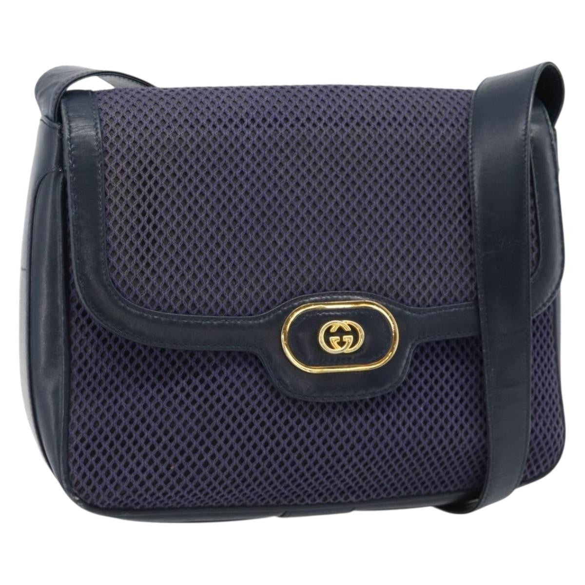 Gucci GUCCI Shoulder Bag Leather Purple Gold Authentic 180820
