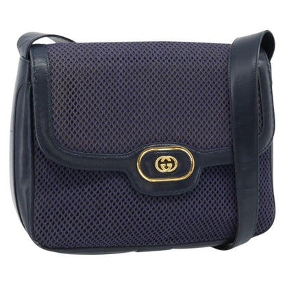Gucci GUCCI Shoulder Bag Leather Purple Gold Authentic 180820