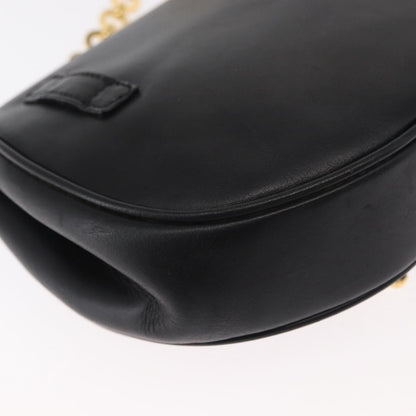 Salvatore Ferragamo Salvatore Ferragamo Chain Gancini Shoulder Bag Leather Black Gold Authentic 161032