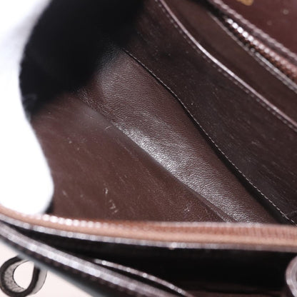 Gucci GUCCI Shoulder Bag Leather Brown Gold Authentic ep14284