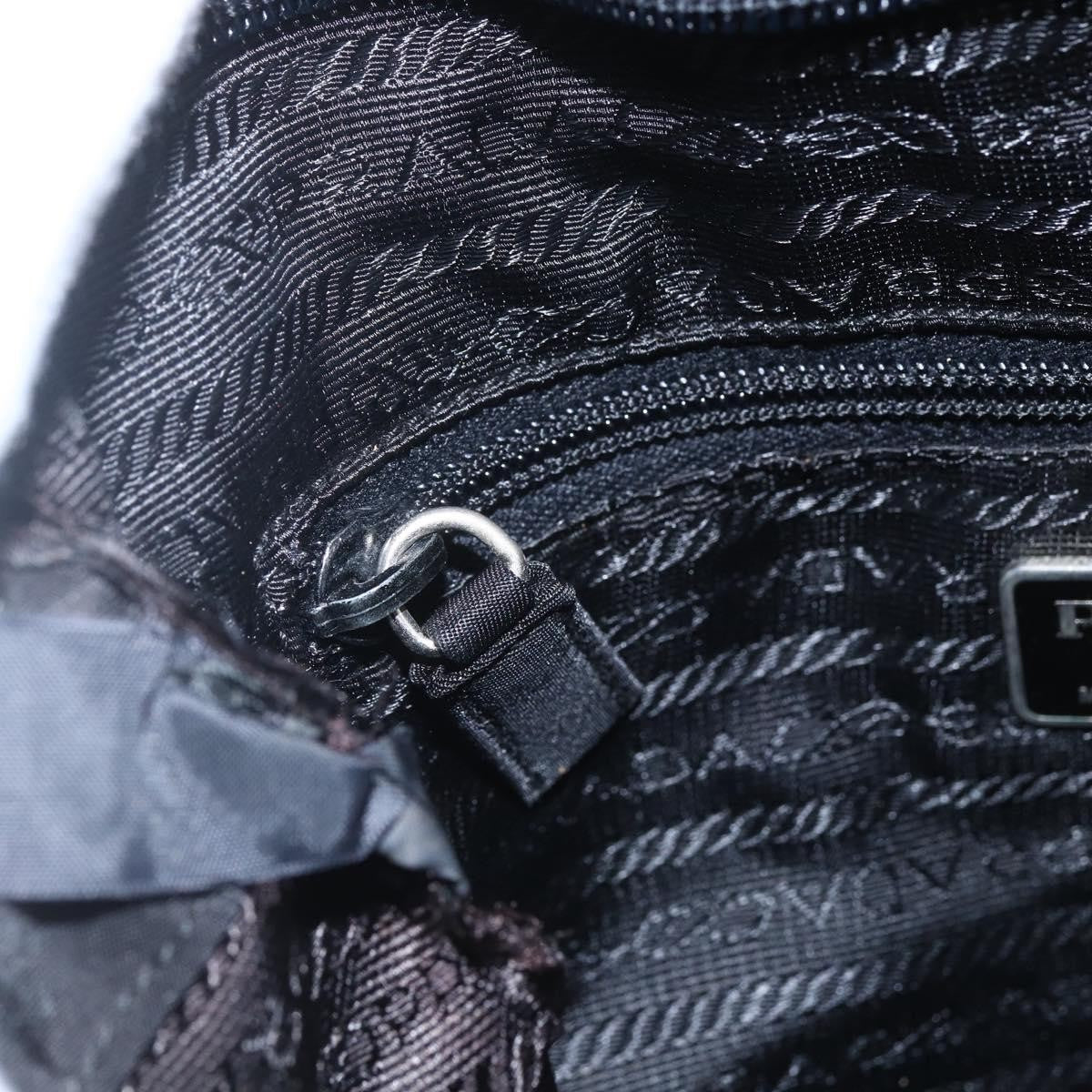Prada PRADA Hand Bag Nylon Black Silver Authentic 153784