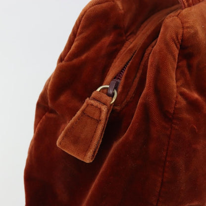 Prada PRADA Hand Bag Velor Brown Gold Authentic bs35158