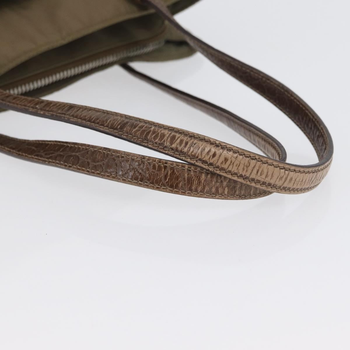 Prada PRADA Hand Bag Nylon Khaki Silver Authentic 173838