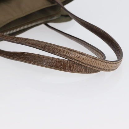 Prada PRADA Hand Bag Nylon Khaki Silver Authentic 173838