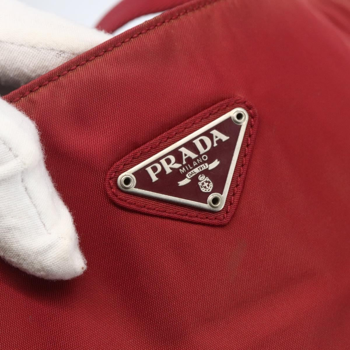 Prada PRADA Tote Bag Nylon Red Silver Authentic 156926