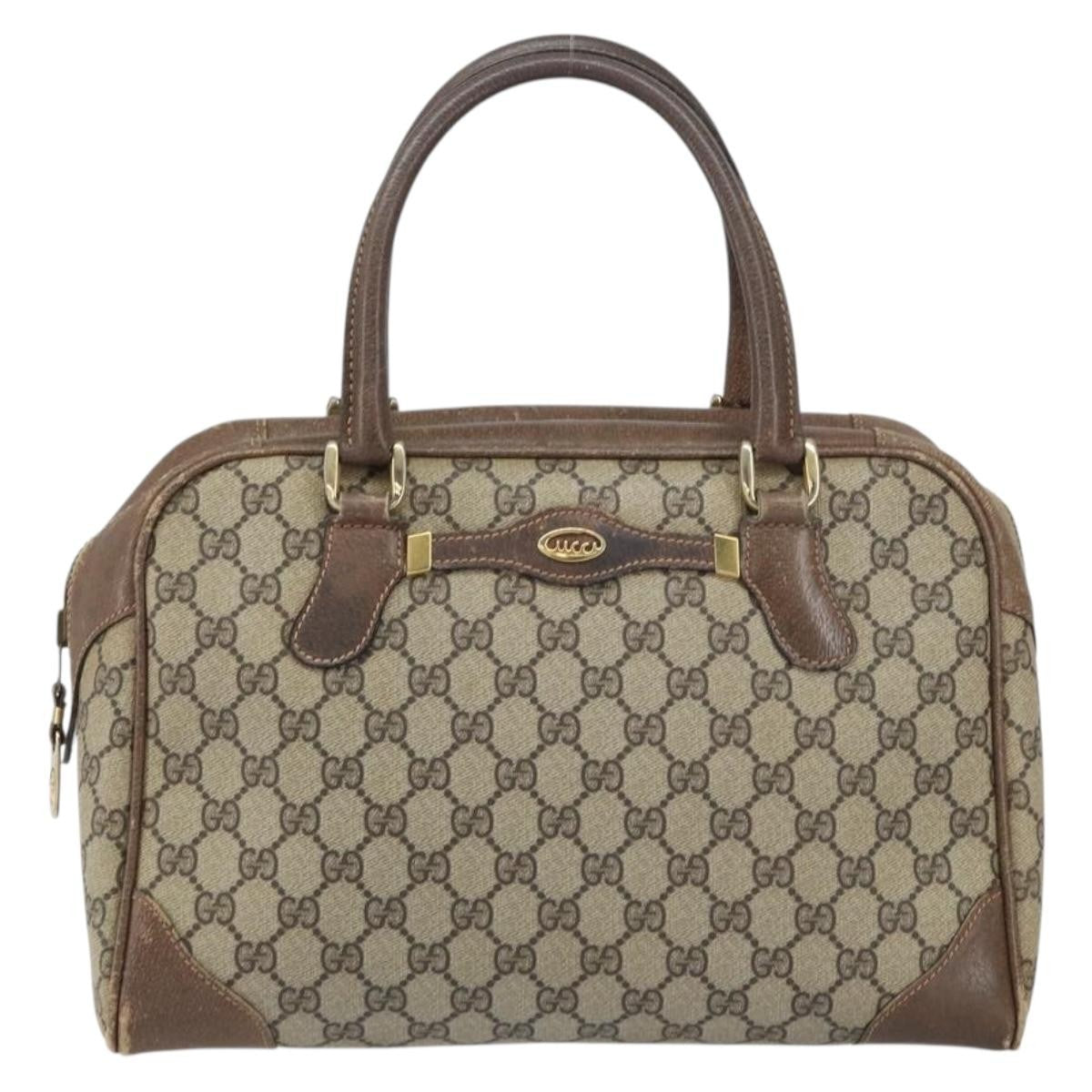 Gucci GUCCI GG Supreme Boston Bag PVC Beige Gold Authentic 156838