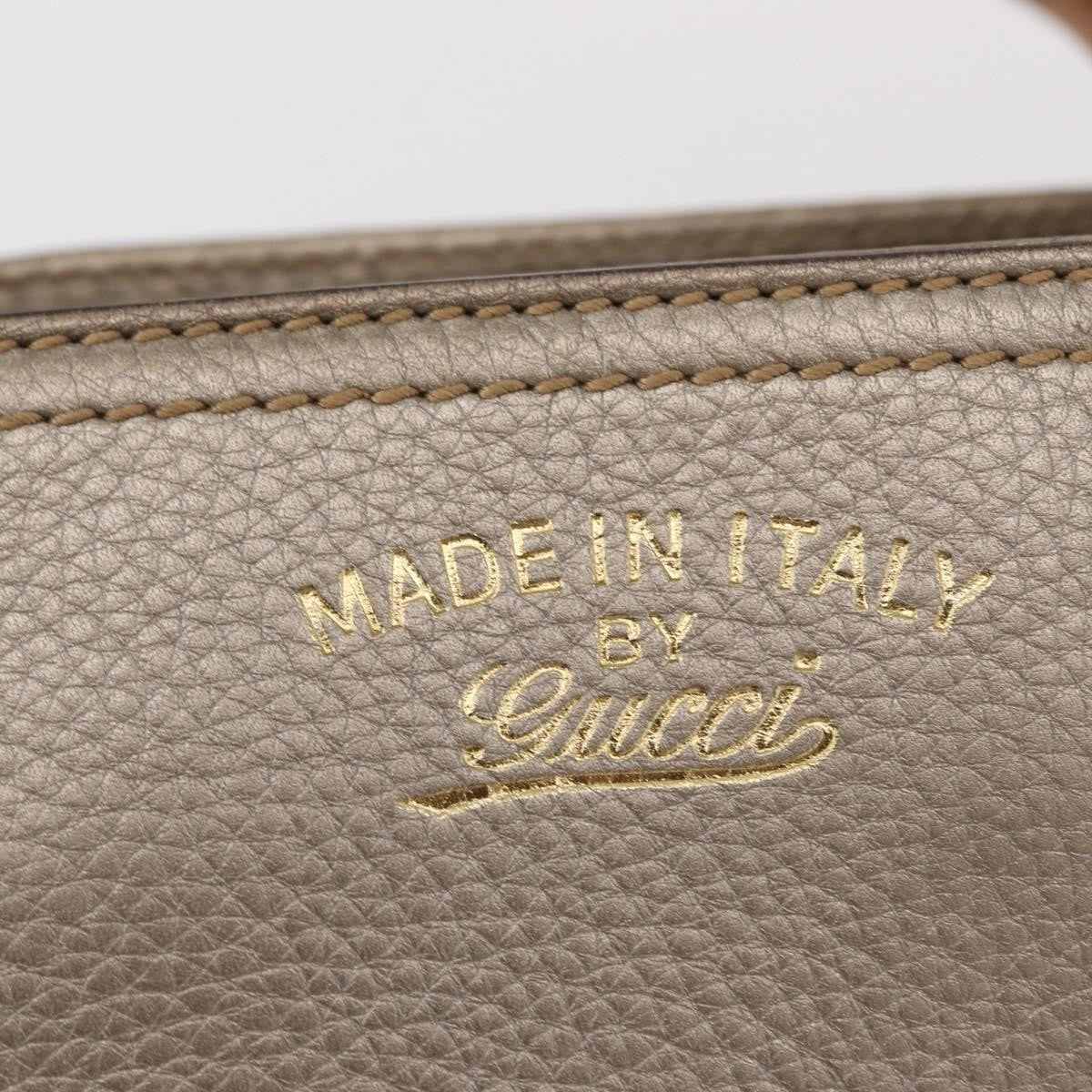Gucci GUCCI Bamboo Hand Bag Leather Silver Gold 336032 Authentic ep12914