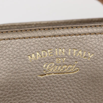 Gucci GUCCI Bamboo Hand Bag Leather Silver Gold 336032 Authentic ep12914