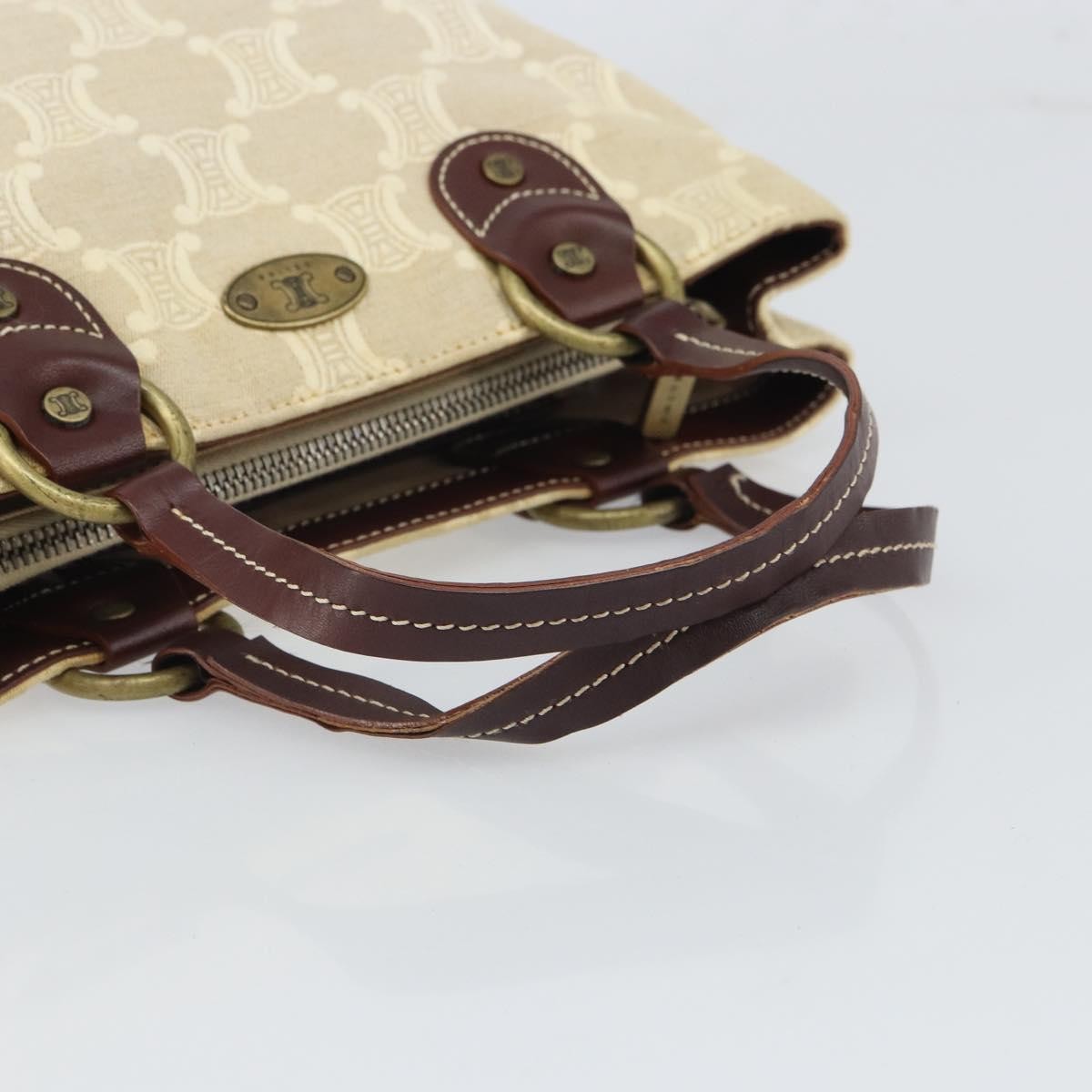 Celine CELINE Macadam Canvas Hand Bag Beige Gold Authentic 168626