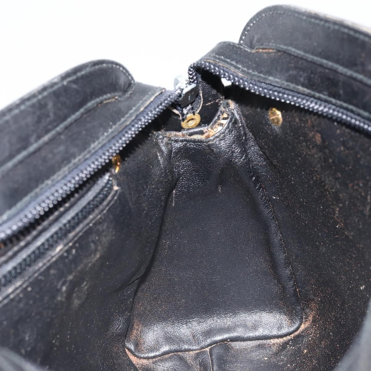 Gucci GUCCI Hand Bag Leather Black Gold Authentic BSZ350