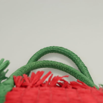 Gucci GUCCI Hand Bag Straw Green Red 524810 Authentic bs26626