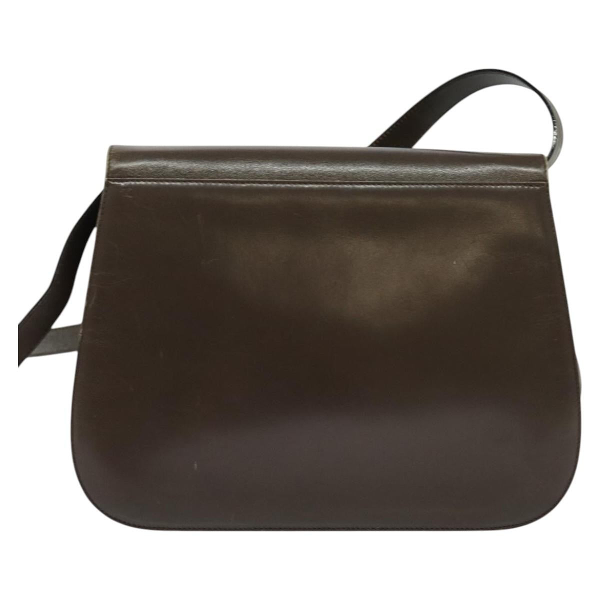 Salvatore Ferragamo Salvatore Ferragamo Gancini Shoulder Bag Leather Brown Gold Authentic 128109