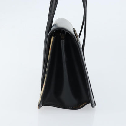 Burberrys Burberrys Nova Check Hand Bag Leather Black Silver Authentic ep13393