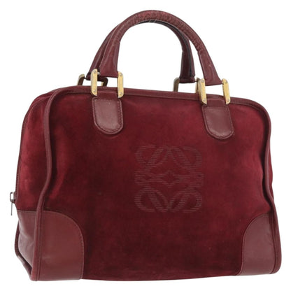 Loewe LOEWE Anagram Hand Bag Suede Leather Bordeaux Gold Authentic bs34369