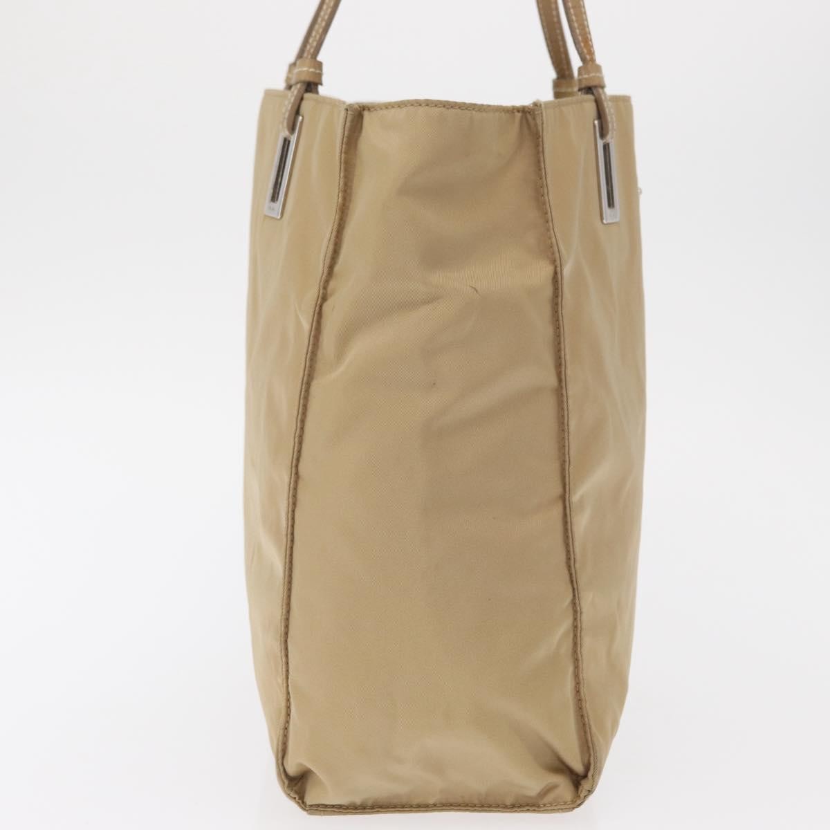 Prada PRADA Tote Bag Nylon Leather Beige Silver Authentic 156731